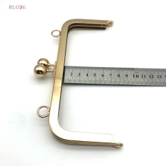 Fashion Hardware Accessories Custom Gold Kissed Double Ball Lock Head Wallet Metal Purse Frame 18.2 X 7.5 CM