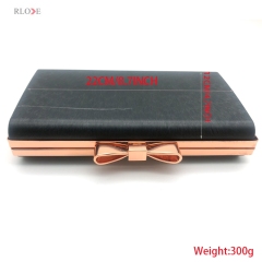 Classical Style Popular Rectangle Shape Rose Gold Bow-knot Lock Head Decoration Clutch Box Metal Frame Wholesale