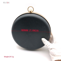 18CM Round Shaped Hanging Plating Gold Metal Frame Clutch Bag Plastic Box With Monk Head Lock Iron Circle Hardware