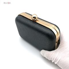 Small Style Rectangle Shape Evening Bag Plastic Box Metal Frame Light Gold Round Head Lock 15.9 X 9.85 CM