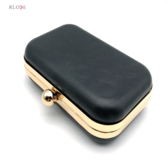 Small Style Rectangle Shape Evening Bag Plastic Box Metal Frame Light Gold Round Head Lock 15.9 X 9.85 CM