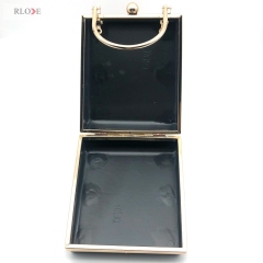 Rectangle Shape Plastic Box Metal Frame Monk Head Lock Light Gold Evening Bag Hardware Accessories 6.2 x 6.88 Inch