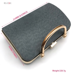 OEM Custom Thin Model Rectangle Shape Evening Bag Metal Frame Plastic Box With Hanging Plating