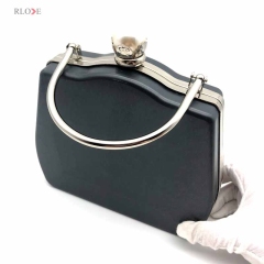 Silver And Gold Color Pearl Ball Head Decoration Metal Frame Clutch Bag Plastic Box With Handle 7.2 X 6.1 Inches