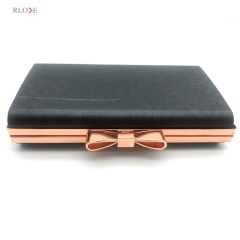 Classical Style Popular Rectangle Shape Rose Gold Bow-knot Lock Head Decoration Clutch Box Metal Frame Wholesale