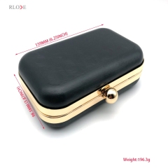 Small Style Rectangle Shape Evening Bag Plastic Box Metal Frame Light Gold Round Head Lock 15.9 X 9.85 CM