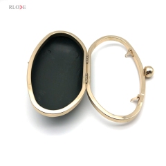 Handbags Accessories Custom Small Model Oval Shape Purse Frame Plastic Box Clutch Bag Iron Clip Light Gold