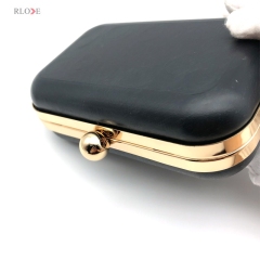 Small Style Rectangle Shape Evening Bag Plastic Box Metal Frame Light Gold Round Head Lock 15.9 X 9.85 CM