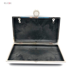 Silver Color Diamond Decoration Rings Head Locks Bag Purse Metal Frame Plastic Shell Rectangular Shape Hardware Fitting