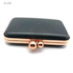 Exquisite Design Rose Gold Double Ball Head Fashion Purse Metal Frame Box Bag Accessories 12 x 20 CM