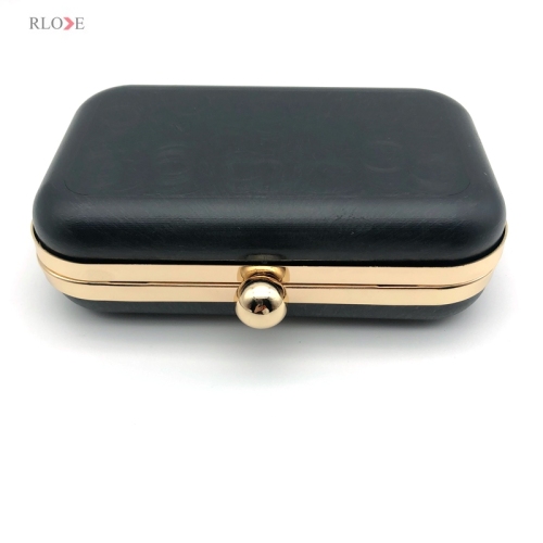 Small Style Rectangle Shape Evening Bag Plastic Box Metal Frame Light Gold Round Head Lock 15.9 X 9.85 CM