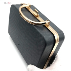 Thick Model Light Gold Herringbone Head Bag Metal Frame Black Plastic Shell Semi-Products Purse Box Accessories