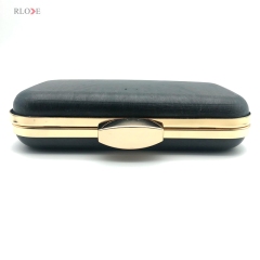 Gold Irregular Oval Shape Lock Head Decoration Bag Clutch Metal Frame With Plastic Box 7.8 x 4.5 Inch