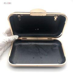 Gold Irregular Oval Shape Lock Head Decoration Bag Clutch Metal Frame With Plastic Box 7.8 x 4.5 Inch