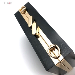 Delicate Custom Good Quality Fashion Double Head Decorated Gold Clutch Wallet Metal Clasp Plastic Box For Bag Hardware