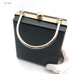 Rectangle Shape Plastic Box Metal Frame Monk Head Lock Light Gold Evening Bag Hardware Accessories 6.2 x 6.88 Inch