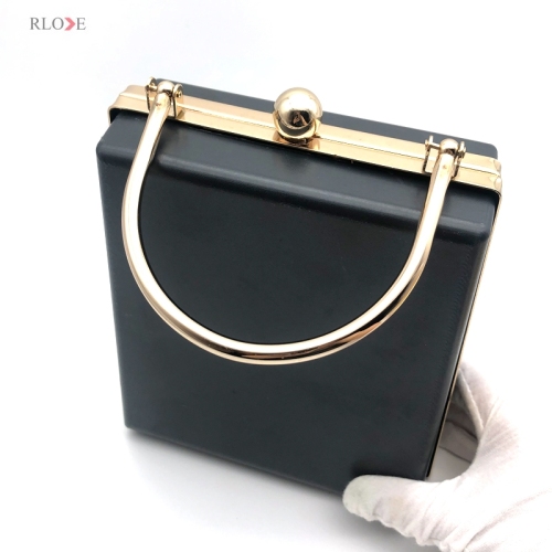 Rectangle Shape Plastic Box Metal Frame Monk Head Lock Light Gold Evening Bag Hardware Accessories 6.2 x 6.88 Inch