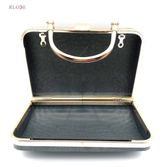 OEM Custom Thin Model Rectangle Shape Evening Bag Metal Frame Plastic Box With Hanging Plating