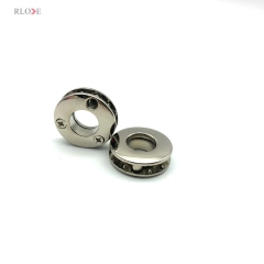 OEM Factory Custom Shiny Smooth Nickel 11 MM Round Shape Bag Metal Eyelets With Back Side 3 Screws