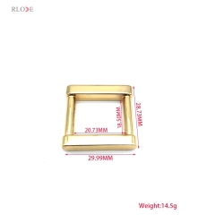Prevalent Leather Bag Zinc Alloy Shoulder Buckles Metal Square Rings 18.5 MM Light Gold For Handbag