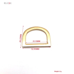 Factory Supply Handbag Accessories Light Gold Zinc Alloy Flat Shape 1 Inch Metal D Rings With Hanging Plating