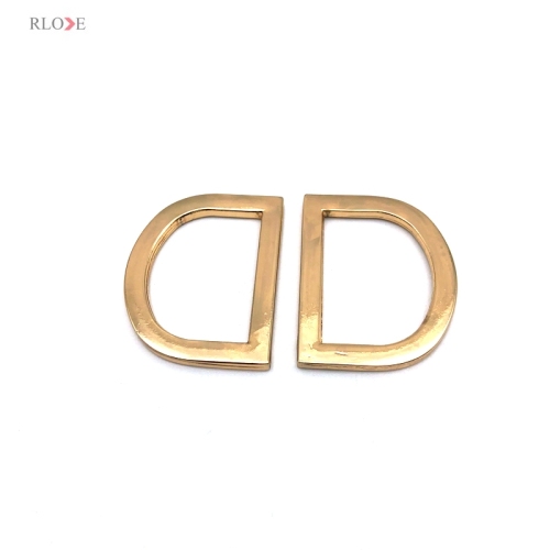 Factory Supply Handbag Accessories Light Gold Zinc Alloy Flat Shape 1 Inch Metal D Rings With Hanging Plating