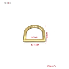 Supply Handbag Hardware Buckles 19 MM Light Gold Metal Flat D Ring Zinc Alloy For Shoulder Bag