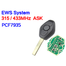 3Btns PCF7935 44 Chip 315/433MHZ Car Remote Key for BMW EWS X3 X5 Z3 Z4 1/3/5/7 Series 330 330i 2004 Keyless Entry Transmitter