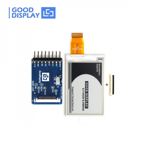2.7 inch Black and white 4 Grayscale partial refresh eink display module with demo HAT connector board