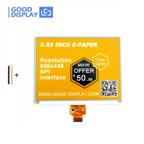 5.83 inch 3-color three colors yellow e-paper display eink screen module GDEW0583C64 