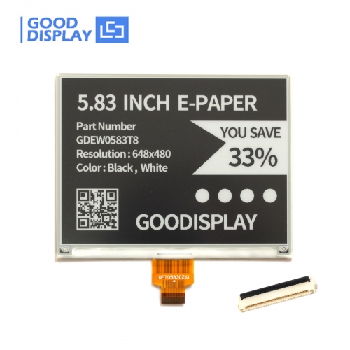5.83 inch Large e-paper display resolution 800x480 SPI, GDEW0583T8