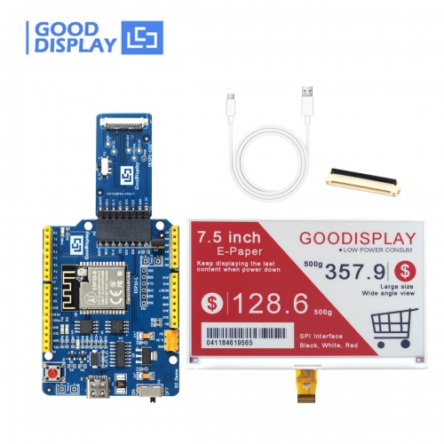 7.5 Inch Epaper Display ESP32 Platform 800x480 Eink Screen Module, GDEY075Z08 with ESP32 Demo Kit ESP32-L(C02)