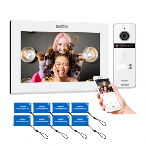 TMEZON 7 Inch IP Touch Screen Monitor 1080P WLAN Video Door Intercom System Outdoor Wired Camera Unlock By App/Swipe Card