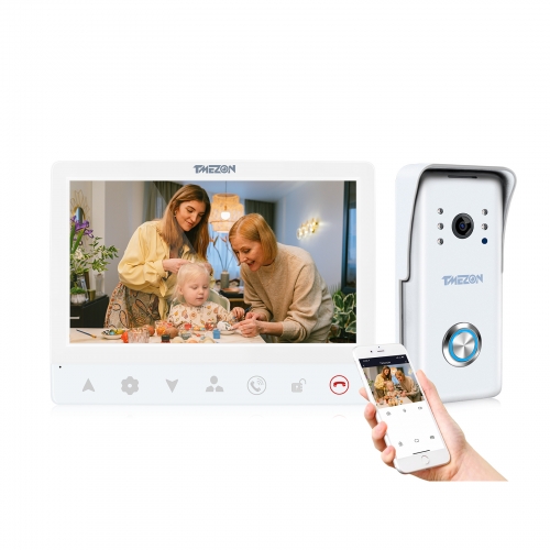 TMEZON TUYA APP Home Intercom System WiFi Smart IP Video Doorbell 7 Inch with 1080P Wired Doorbell Support 1 MONITOR