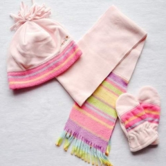 Sell well cheap price promotional winter windproof polar fleece scarf sets factory knit scarf hat glove set
