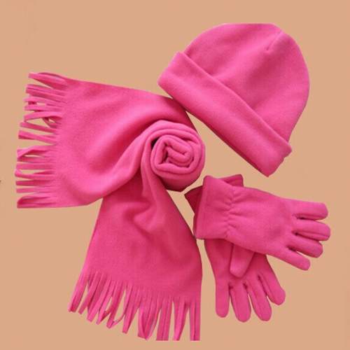 promotional polar fleece winter scarf hat gloves sets factory with embroidered logo