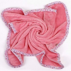 Super soft 100% Polyester microfiber baby fleece blanket with satin trim