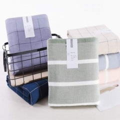 100% Cotton one side terry one side gauze check style bath towel