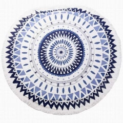 china supplier customized printed round beach towels with tassels