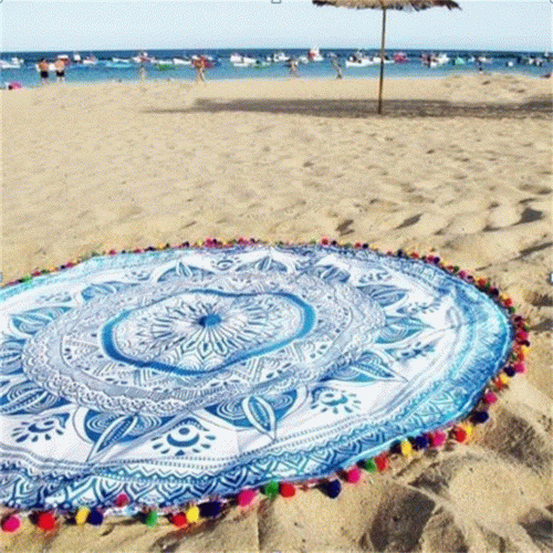 Sand Free 150Cm Size Large Mandala Round Custom Print Beach Towel
