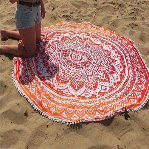 Sand Free 150Cm Size Large Mandala Round Custom Print Beach Towel