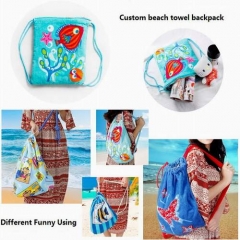 Wholesale 2 In 1 Folding Beach Towel Bag Personalized Printed Custom