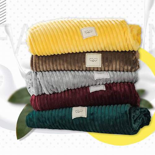 High Quality Multicolor Plain Stripe Embossment Flannel Sherpa