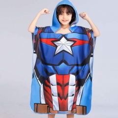 Cartoon printed microfiber kids hooded poncho towel