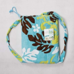 wholesale 100% cotton full color printed custom backpack folding beach towel