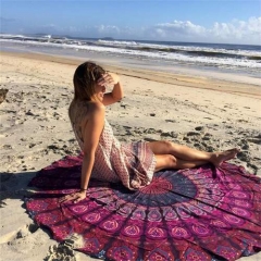 Custom printed microfiber mandala round beach towel