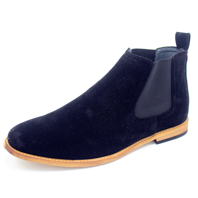 Shoe Supplier Wholesale Mens' Suede Elastic Wingtip Dress Ankle Boots