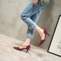 Wholesale Colorful Flowers Pointed toe Women thin heel shoes