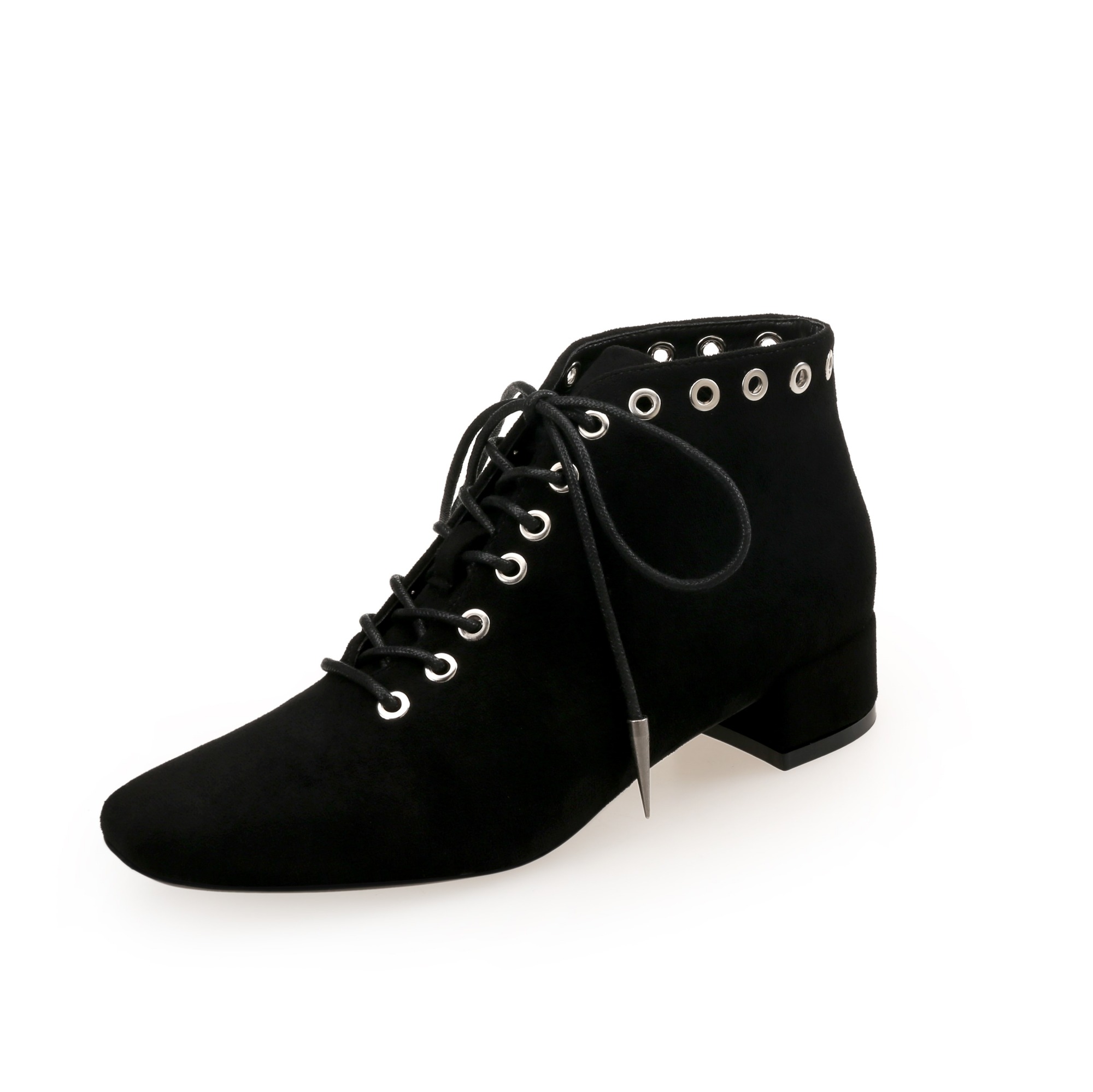 Suede Bootie factory wholesale Eyelets Squared toe Lace Up Womens Ankle boots