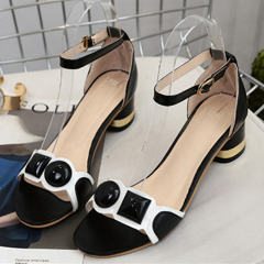 Wholesale womens Round toe Thick Heels sandal shoes